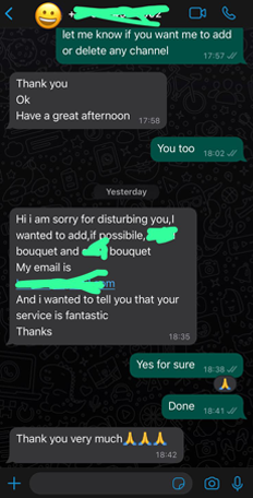 Happy 4KMAXX IPTV customer message